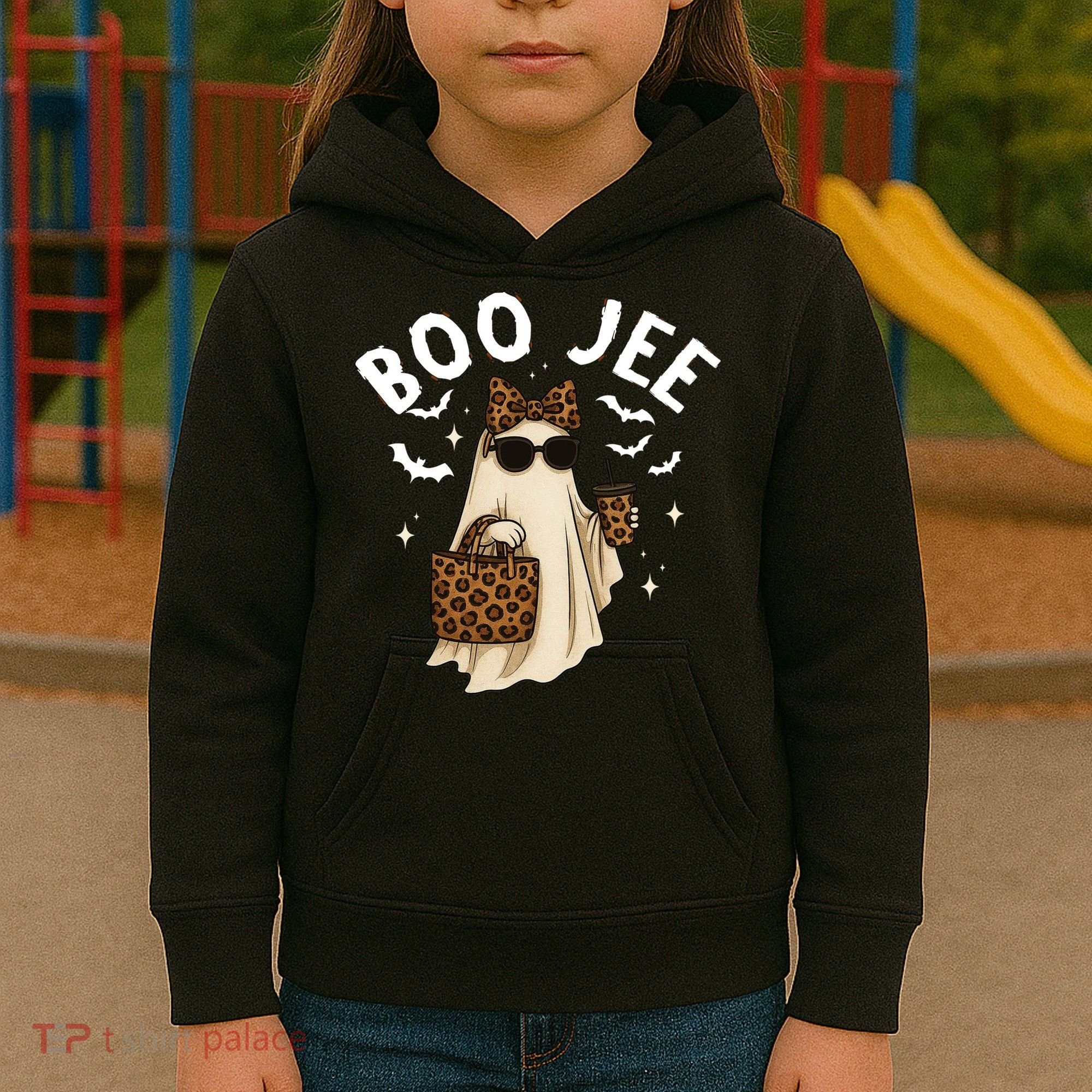 Boo JEE Boujee Ghost Halloween October Vibes Kids Hoodie