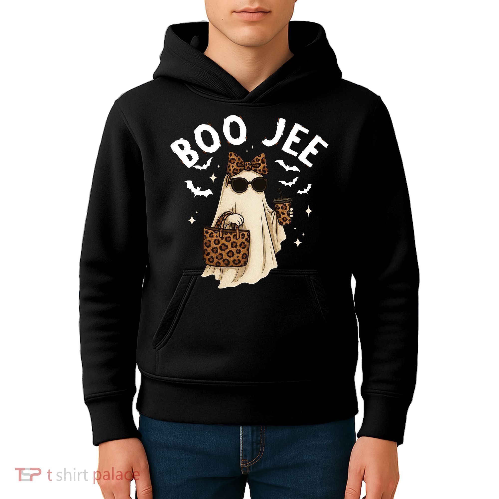 Boo JEE Boujee Ghost Halloween October Vibes Kids Hoodie