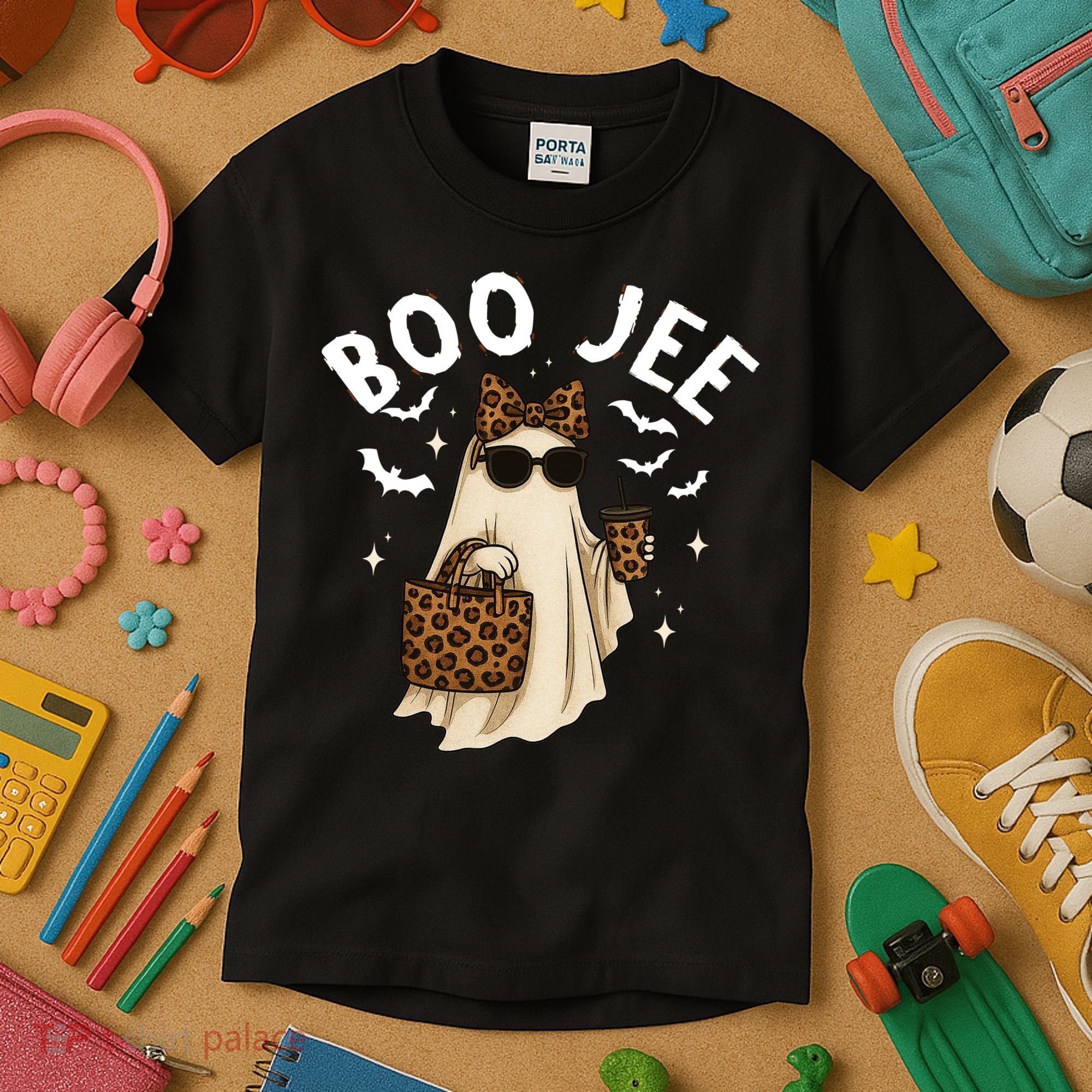 Boo JEE Boujee Ghost Halloween October Vibes Kids T-Shirt