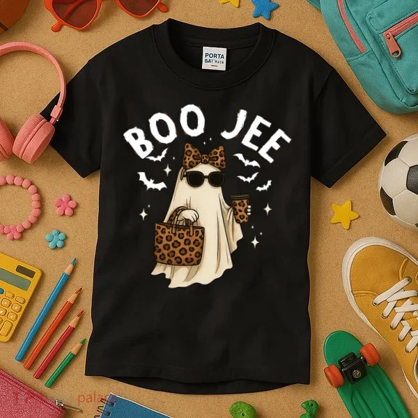 Boo JEE Boujee Ghost Halloween October Vibes Kids T-Shirt