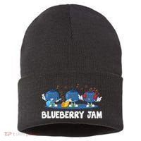 Blueberry Jam Blueberries Partying Funny Blueberry Lover Gift Sustainable Knit Beanie thumb 0