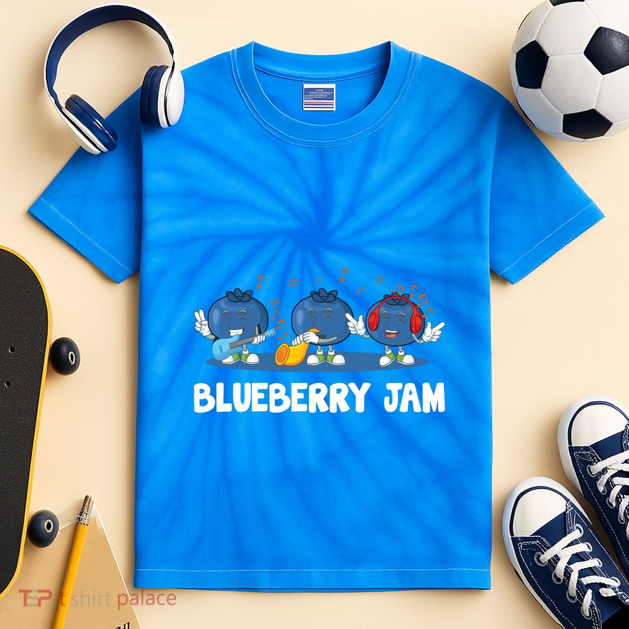 Blueberry Jam Blueberries Partying Funny Blueberry Lover Gift Kids Tie-Dye T-Shirt