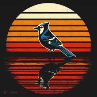Blue Jay Bird Sunset Retro Style Safari Vintage 70s T-Shirt thumb 7