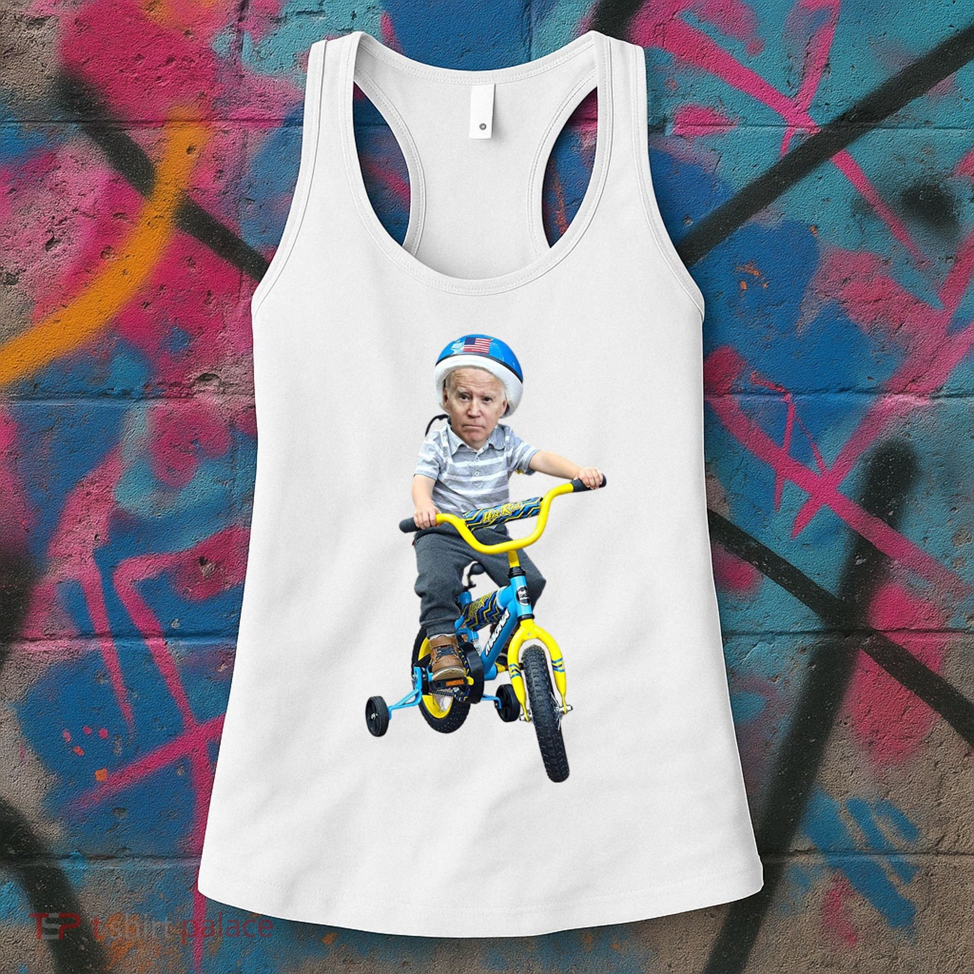 Baby Joe Biden On Tricycle Funny Joe Biden Bike Women's Tank Top