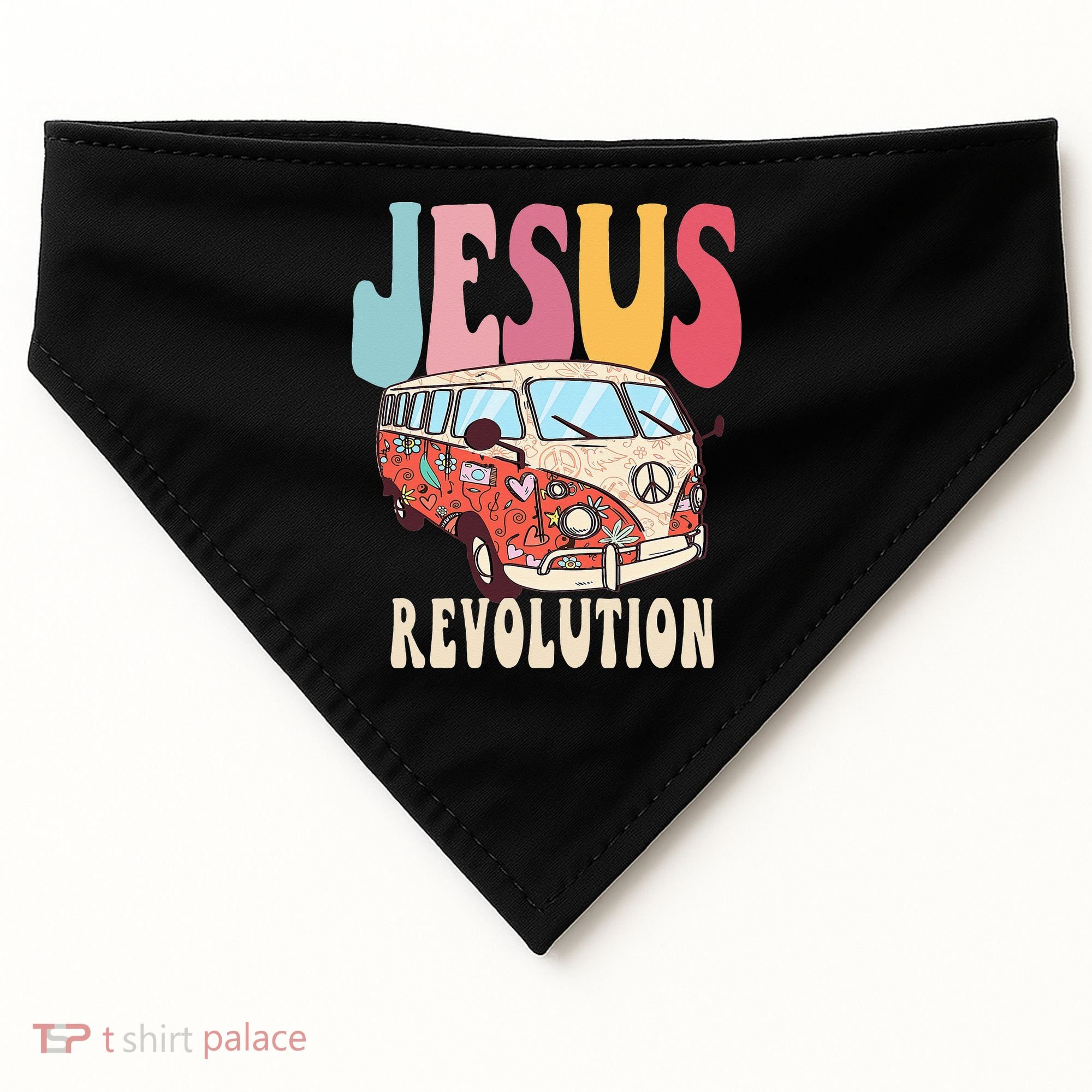Boho Jesus-Revolution Christian Faith Based Jesus USA-Made Doggie Bandana
