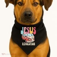 Boho Jesus-Revolution Christian Faith Based Jesus USA-Made Doggie Bandana thumb 1