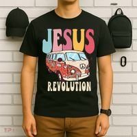 Boho Jesus-Revolution Christian Faith Based Jesus T-Shirt thumb 6