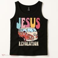 Boho Jesus-Revolution Christian Faith Based Jesus Tank Top thumb 2