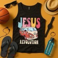 Boho Jesus-Revolution Christian Faith Based Jesus Tank Top thumb 4
