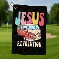 Boho Jesus-Revolution Christian Faith Based Jesus Golf Towel thumb 1