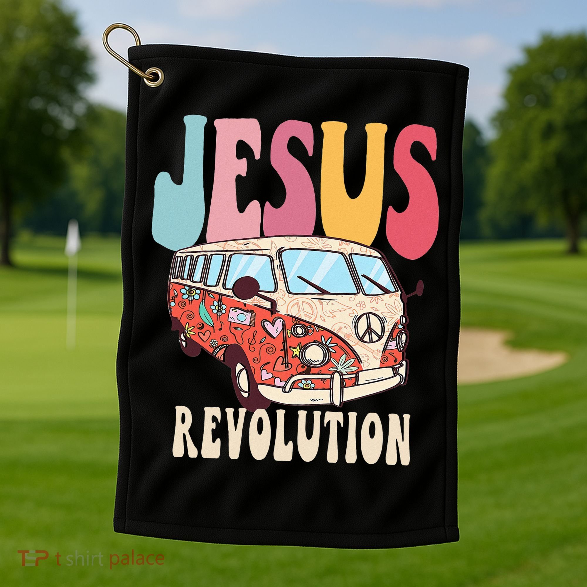 Boho Jesus-Revolution Christian Faith Based Jesus Golf Towel