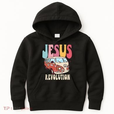 Boho Jesus-Revolution Christian Faith Based Jesus Kids Hoodie
