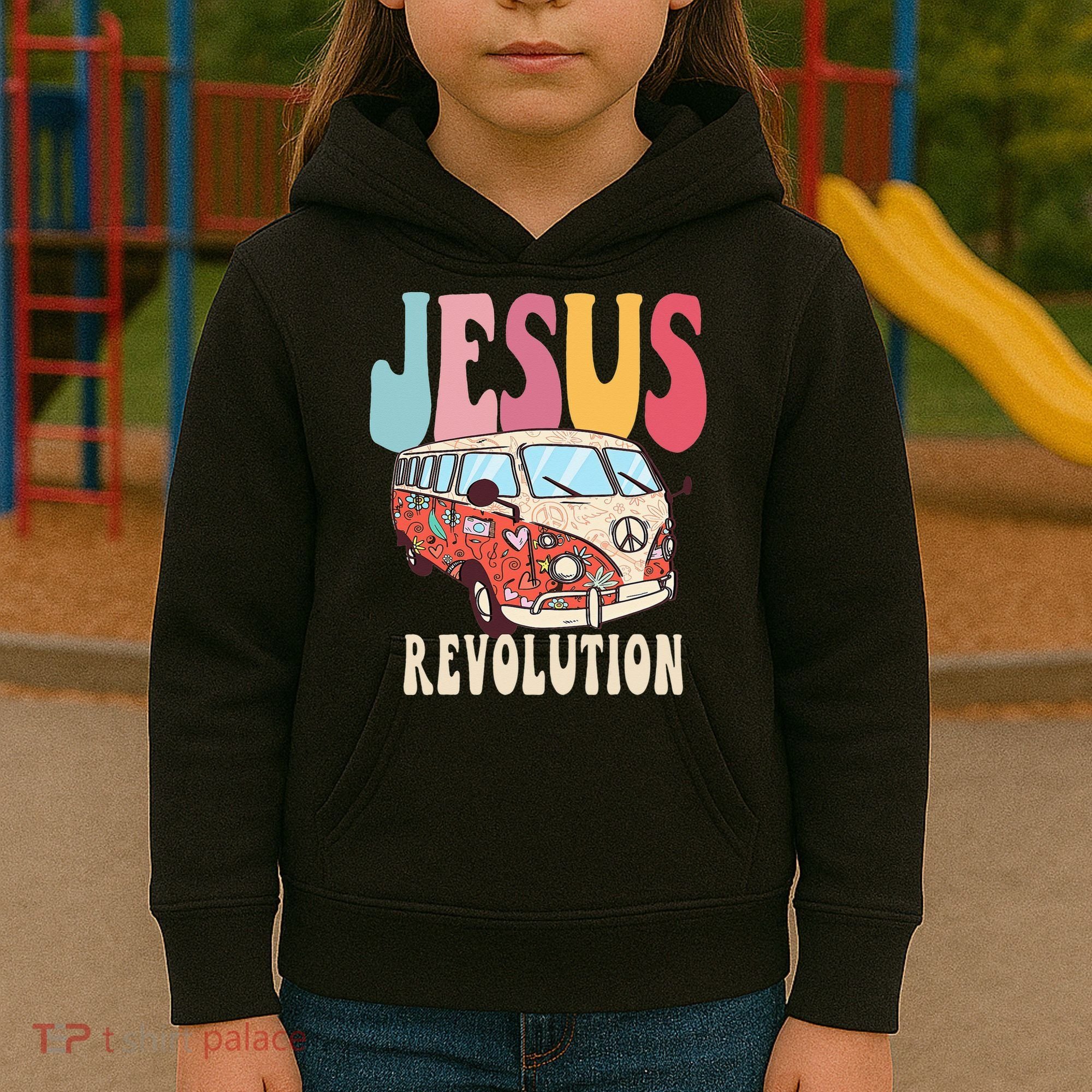 Boho Jesus-Revolution Christian Faith Based Jesus Kids Hoodie