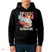 Boho Jesus-Revolution Christian Faith Based Jesus Kids Hoodie thumb 4
