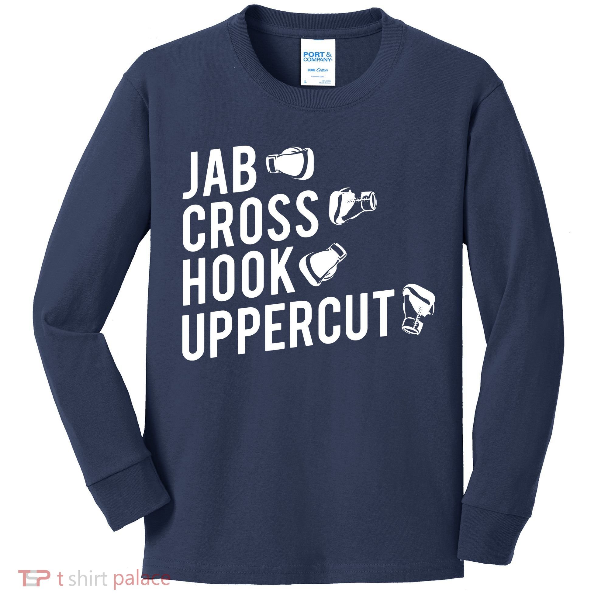 Boxing Jab Cross Hook Uppercut Boxer Tee Kids Long Sleeve Shirt