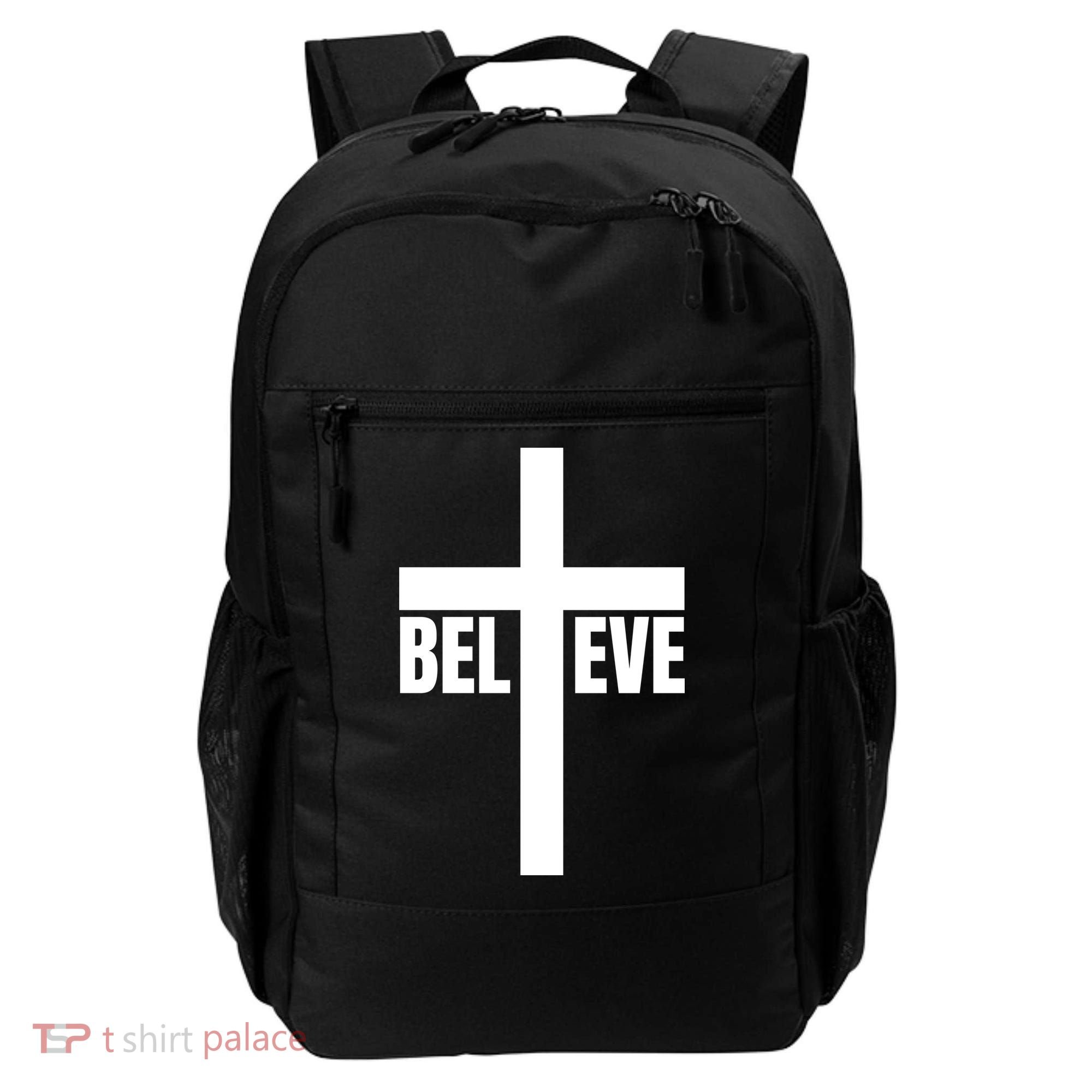 Believe Jesus Christ Cross Easter Faith Backpack