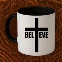 Believe Jesus Christ Cross Easter Faith Coffee Mug thumb 2