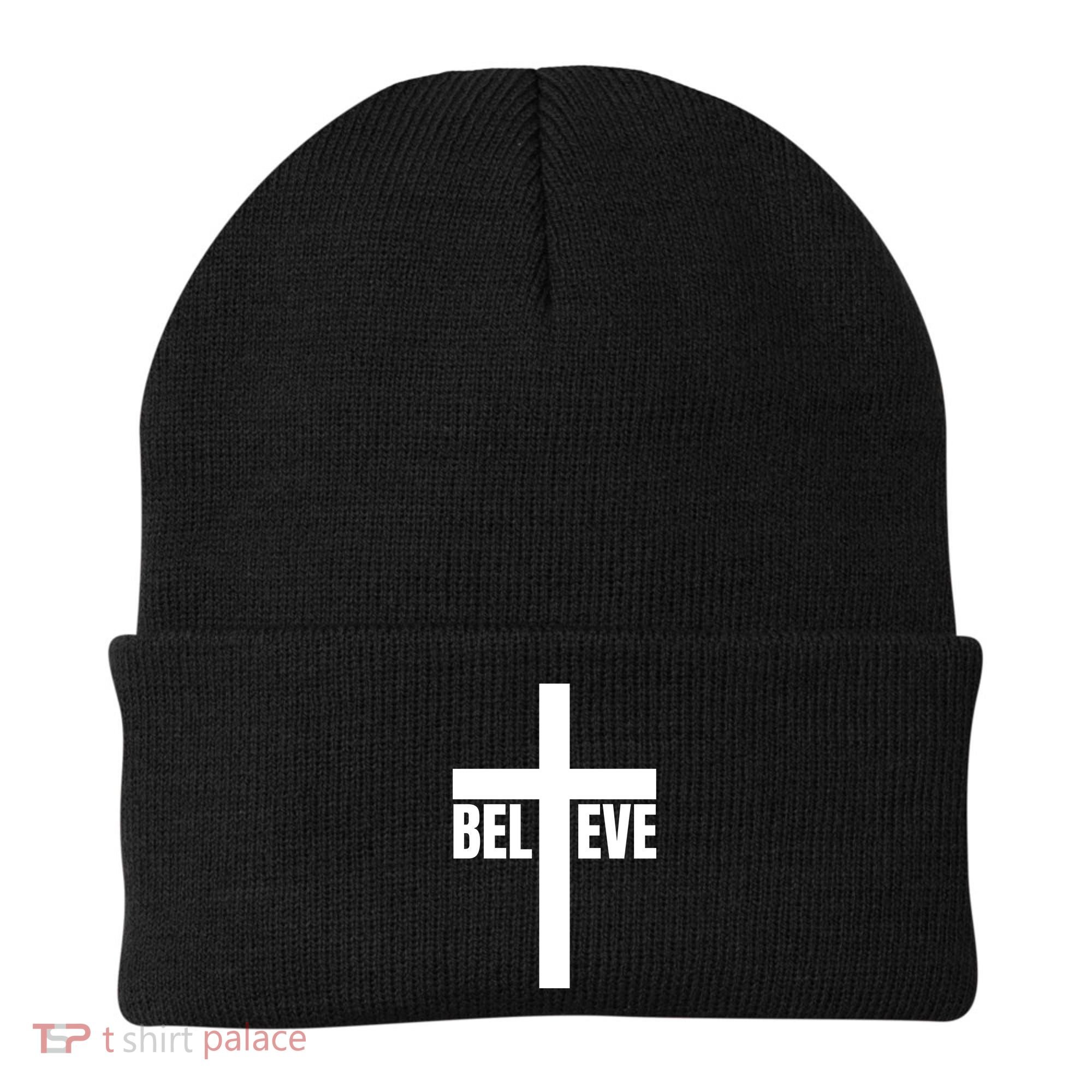 Believe Jesus Christ Cross Easter Faith Beanie