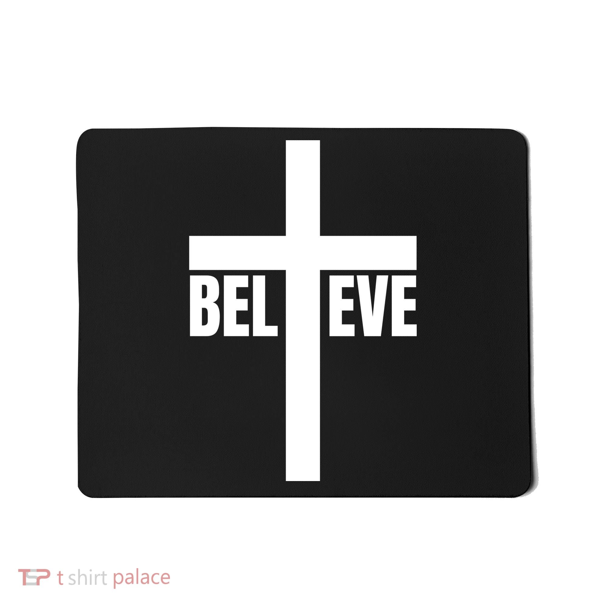 Believe Jesus Christ Cross Easter Faith Mousepad