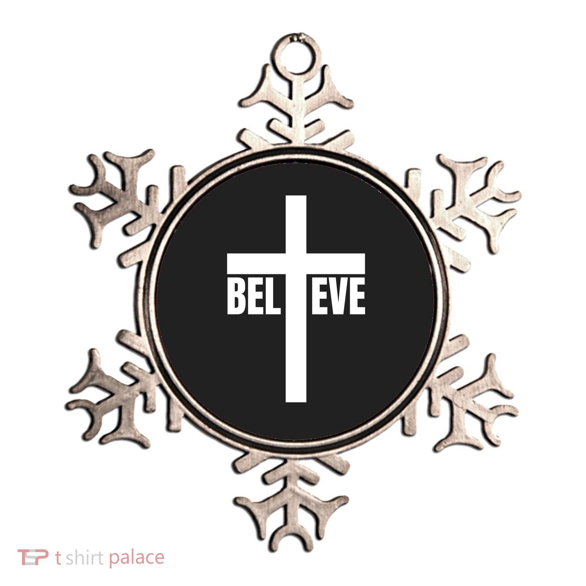 Believe Jesus Christ Cross Easter Faith Ornament