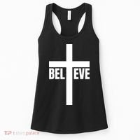 Believe Jesus Christ Cross Easter Faith Women's Tank Top thumb 0