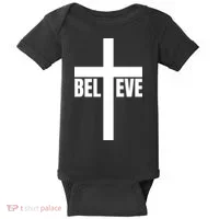 Believe Jesus Christ Cross Easter Faith Baby Bodysuit thumb 0
