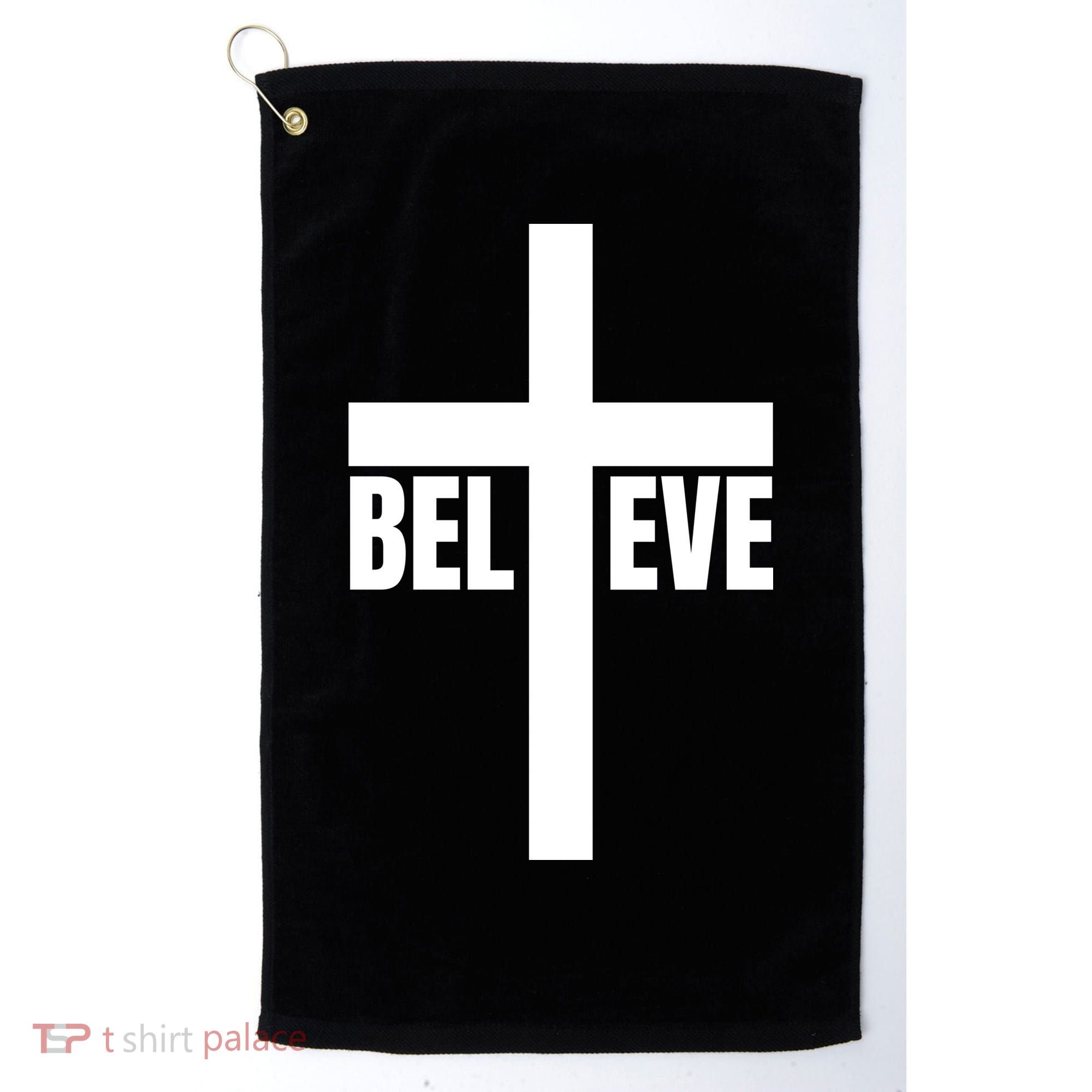 Believe Jesus Christ Cross Easter Faith Golf Towel