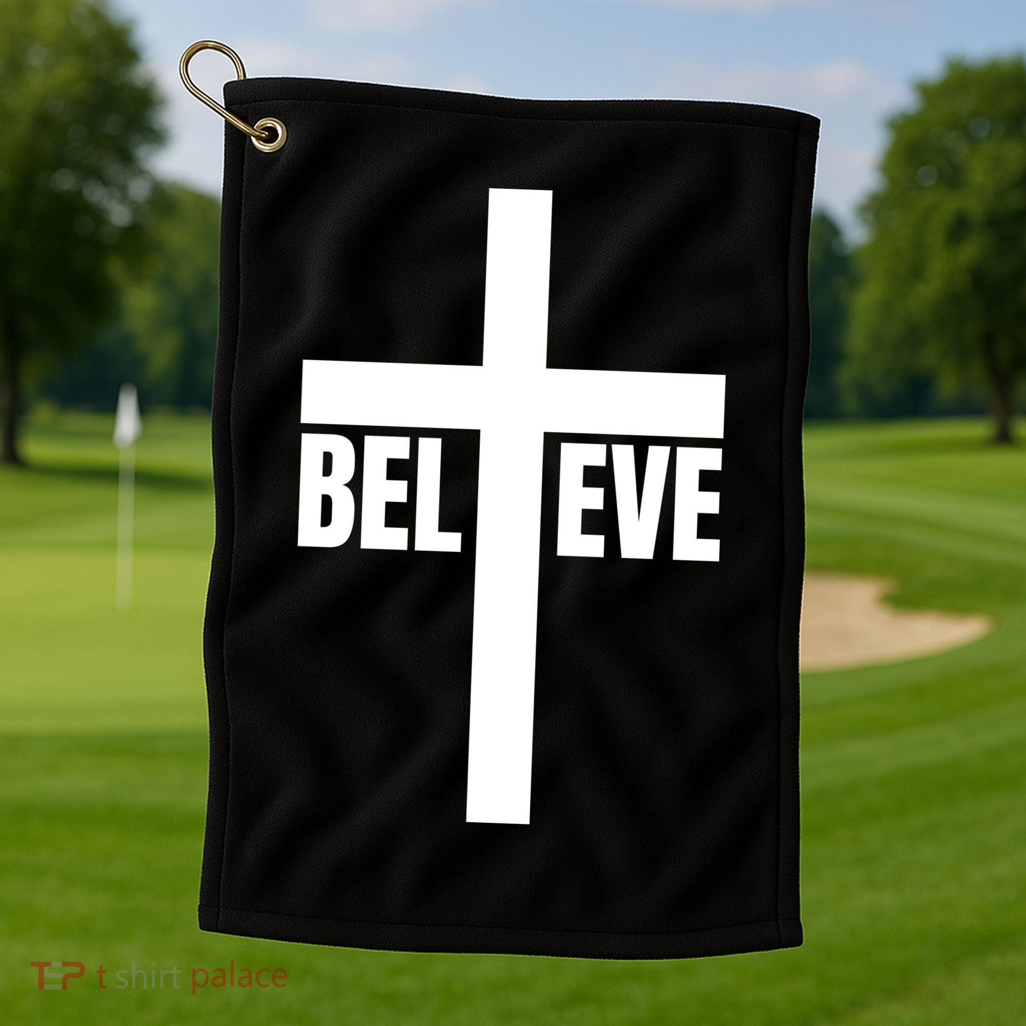 Believe Jesus Christ Cross Easter Faith Golf Towel