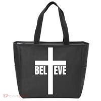 Believe Jesus Christ Cross Easter Faith Tote Bag thumb 0
