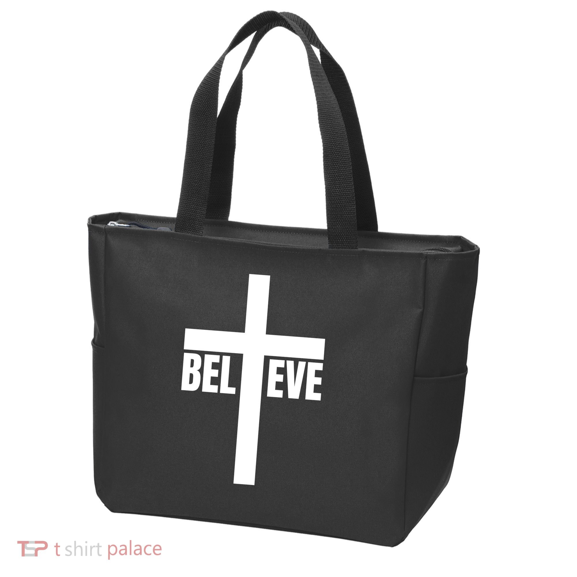 Believe Jesus Christ Cross Easter Faith Tote Bag
