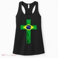Brazil Jesus Cross Brazilian Faith Brasileiro Christian Women's Tank Top thumb 0