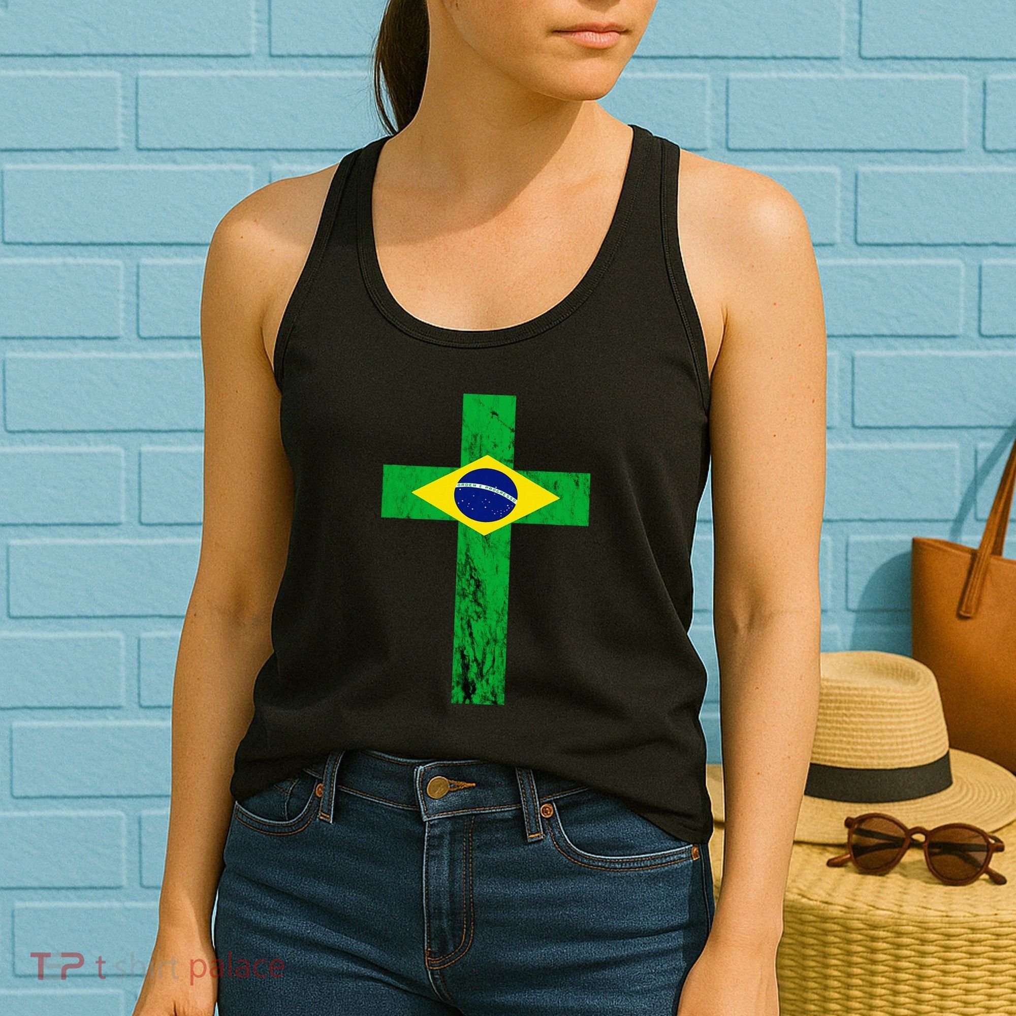 Brazil Jesus Cross Brazilian Faith Brasileiro Christian Women's Tank Top