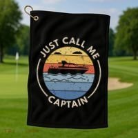 Boat Just Call Me Captain Golf Towel thumb 1