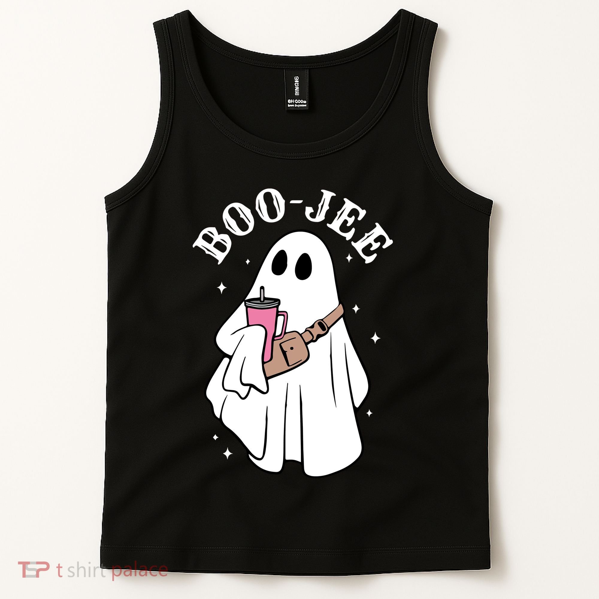 Boo Jee Funny Halloween Shopaholic Ghost Tank Top