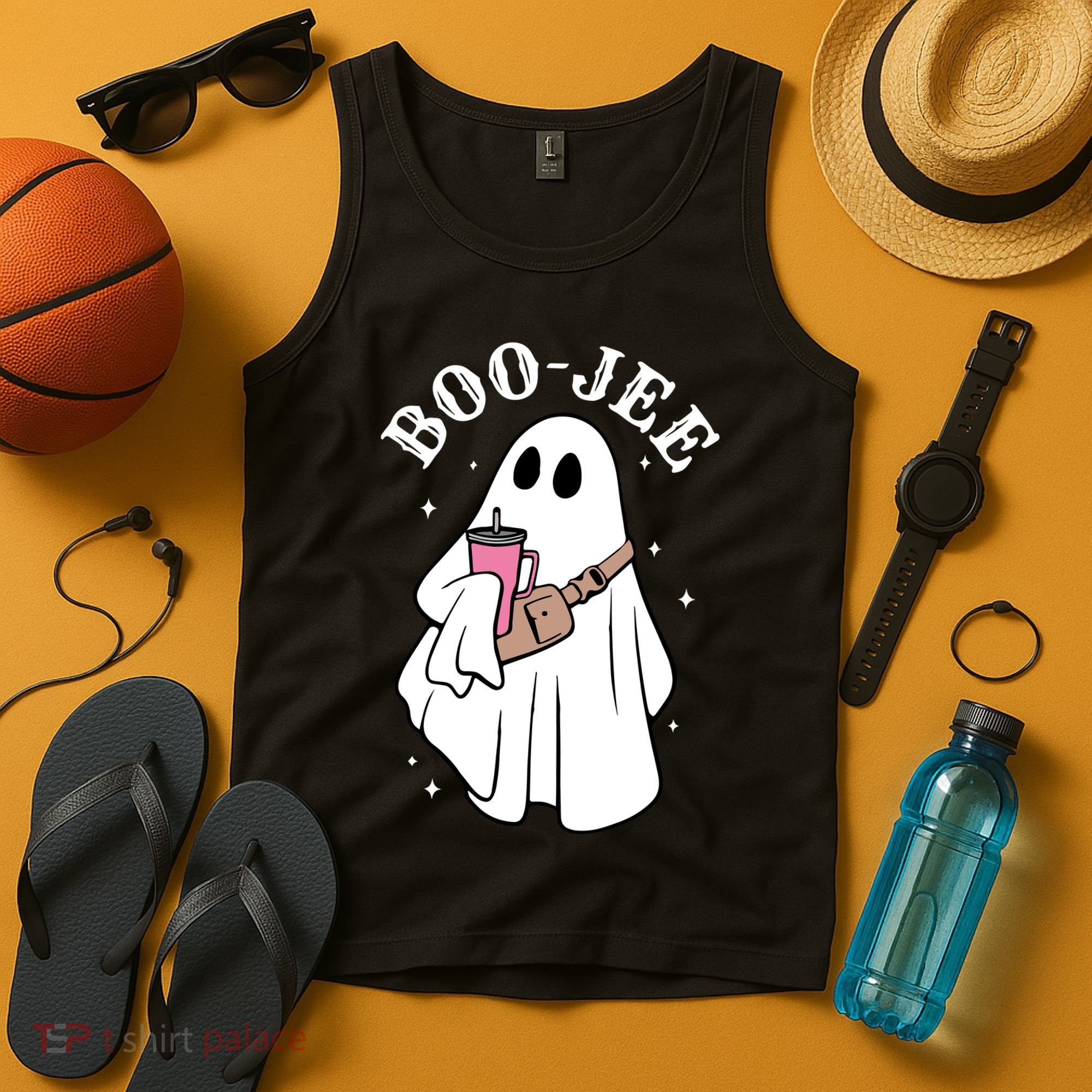 Boo Jee Funny Halloween Shopaholic Ghost Tank Top