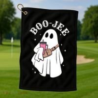Boo Jee Funny Halloween Shopaholic Ghost Golf Towel thumb 1