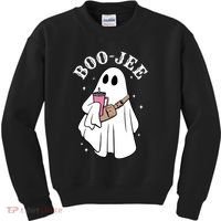 Boo Jee Funny Halloween Shopaholic Ghost Kids Sweatshirt thumb 0