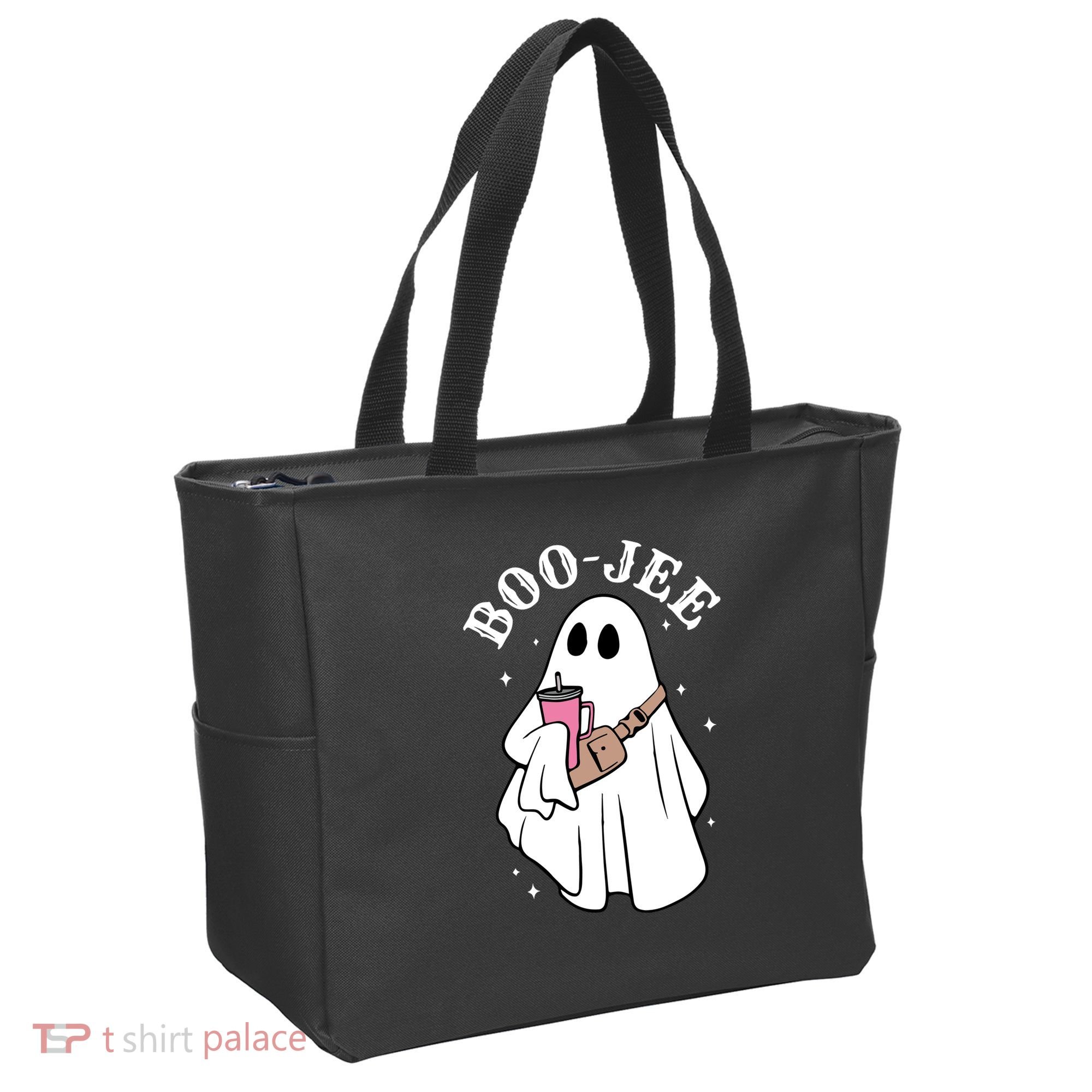 Boo Jee Funny Halloween Shopaholic Ghost Tote Bag