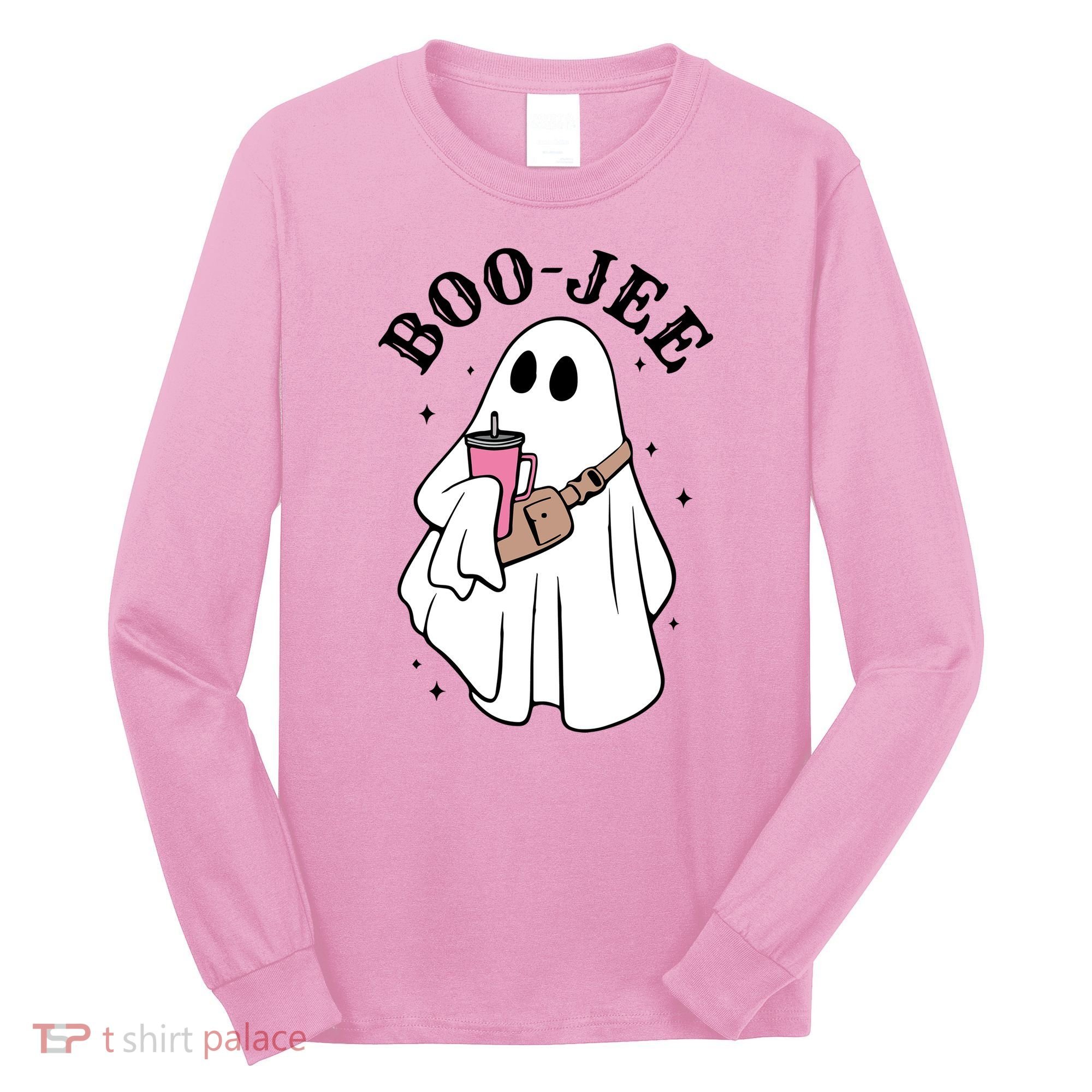 Boo Jee Funny Halloween Shopaholic Ghost Long Sleeve Shirt