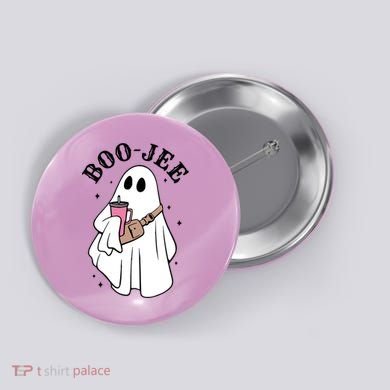 Boo Jee Funny Halloween Shopaholic Ghost Button