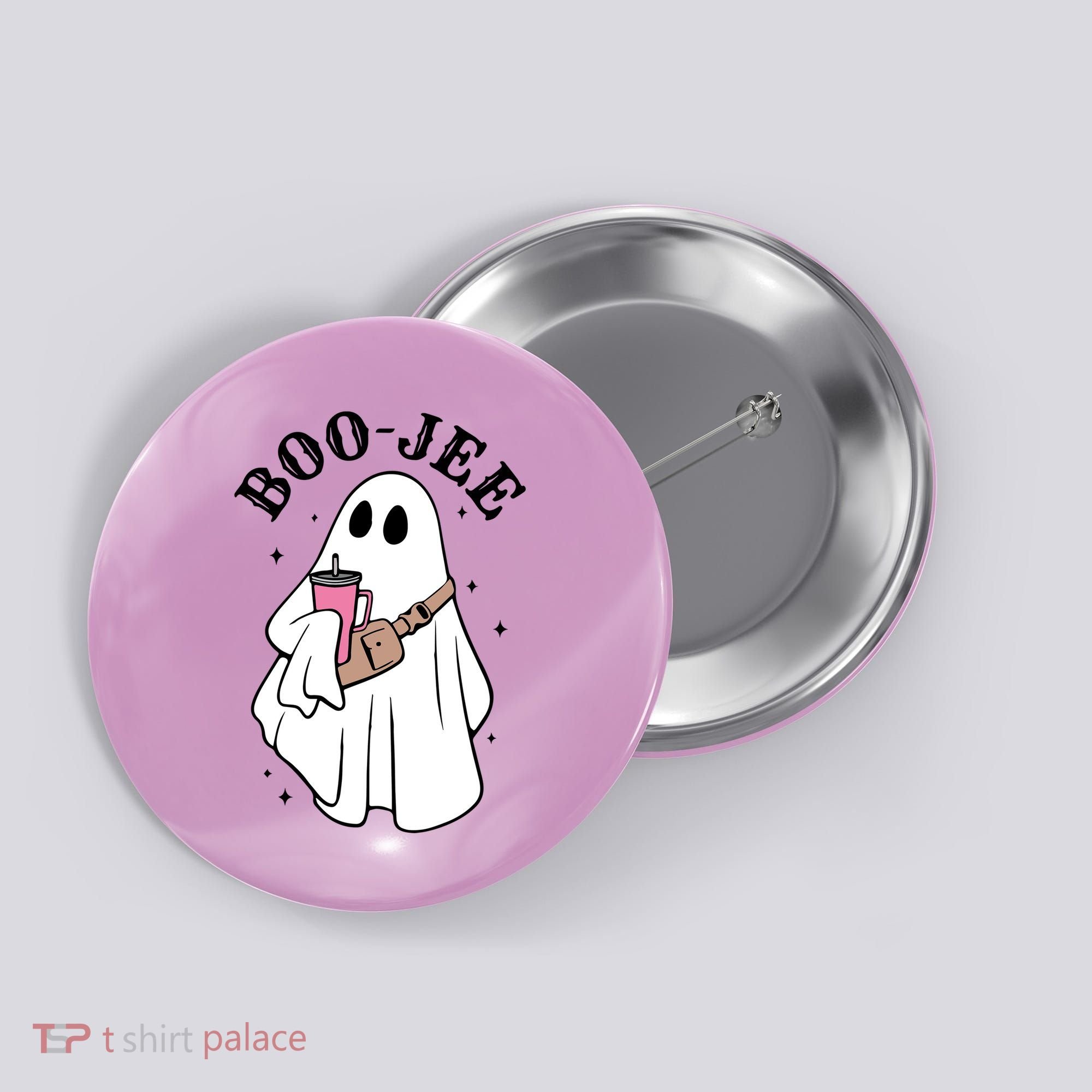 Boo Jee Funny Halloween Shopaholic Ghost Button