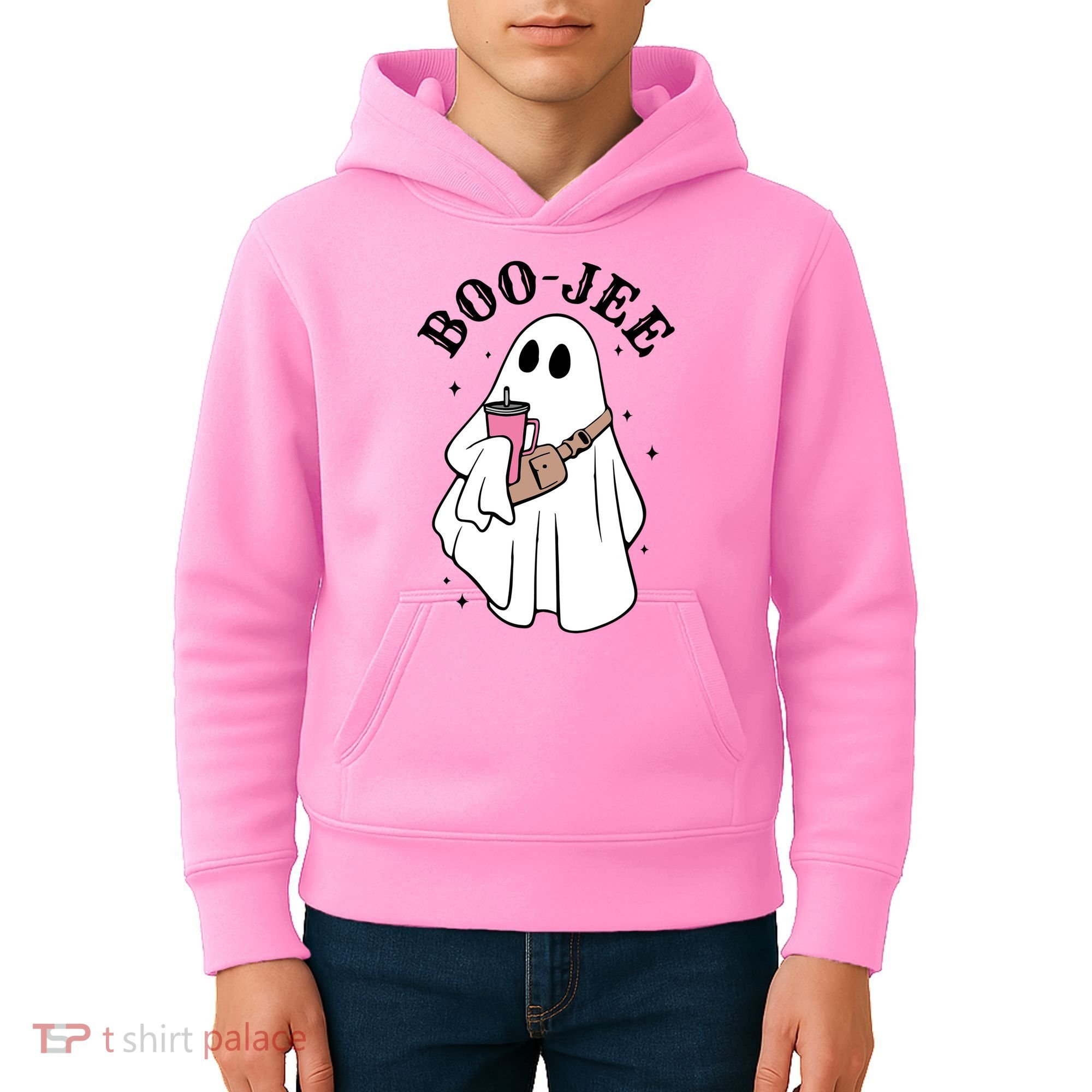 Boo Jee Funny Halloween Shopaholic Ghost Kids Hoodie
