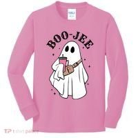 Boo Jee Funny Halloween Shopaholic Ghost Kids Long Sleeve Shirt thumb 0