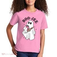 Boo Jee Funny Halloween Shopaholic Ghost Kids T-Shirt thumb 2