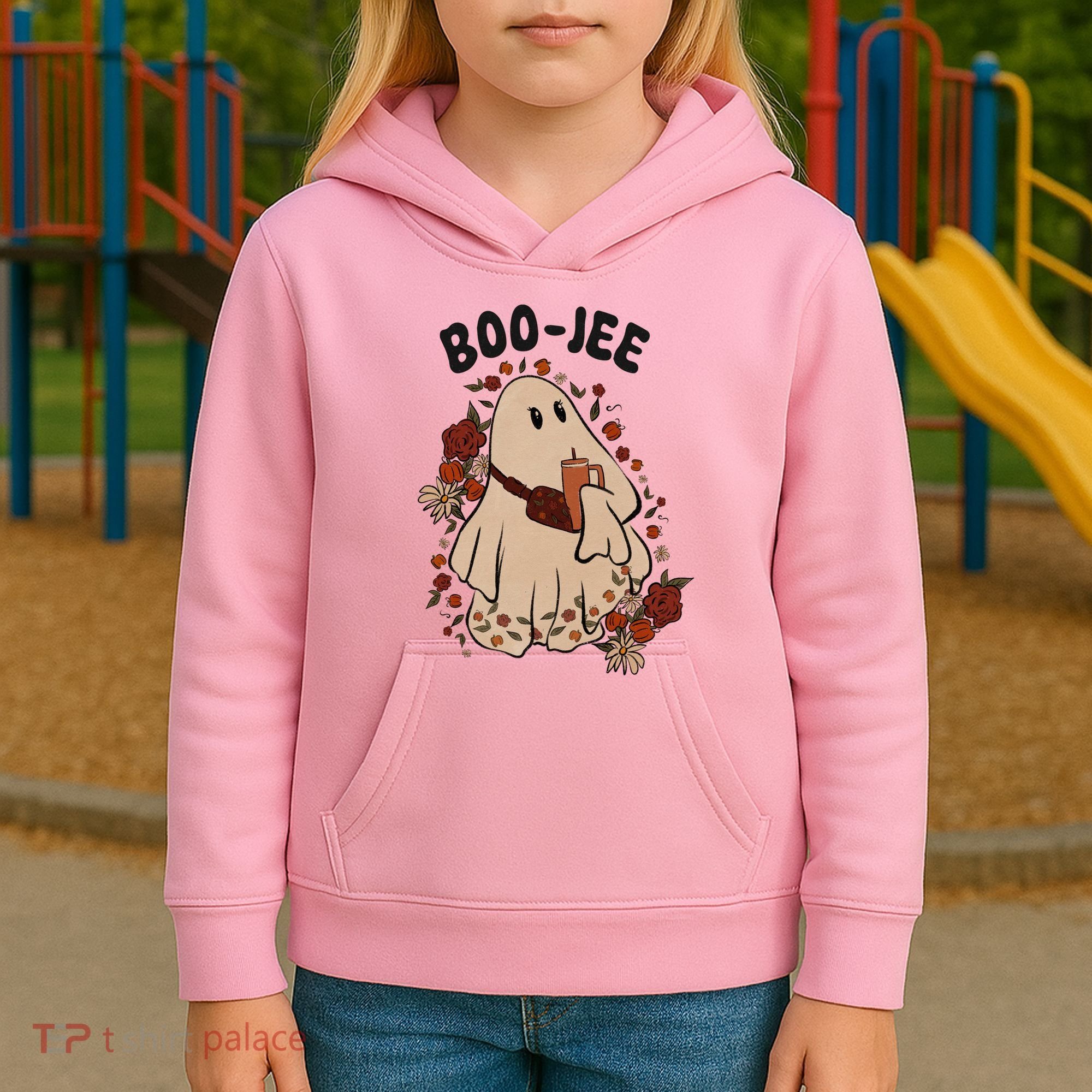 Boo Jee Fall Halloween Ghost Funny Kids Hoodie
