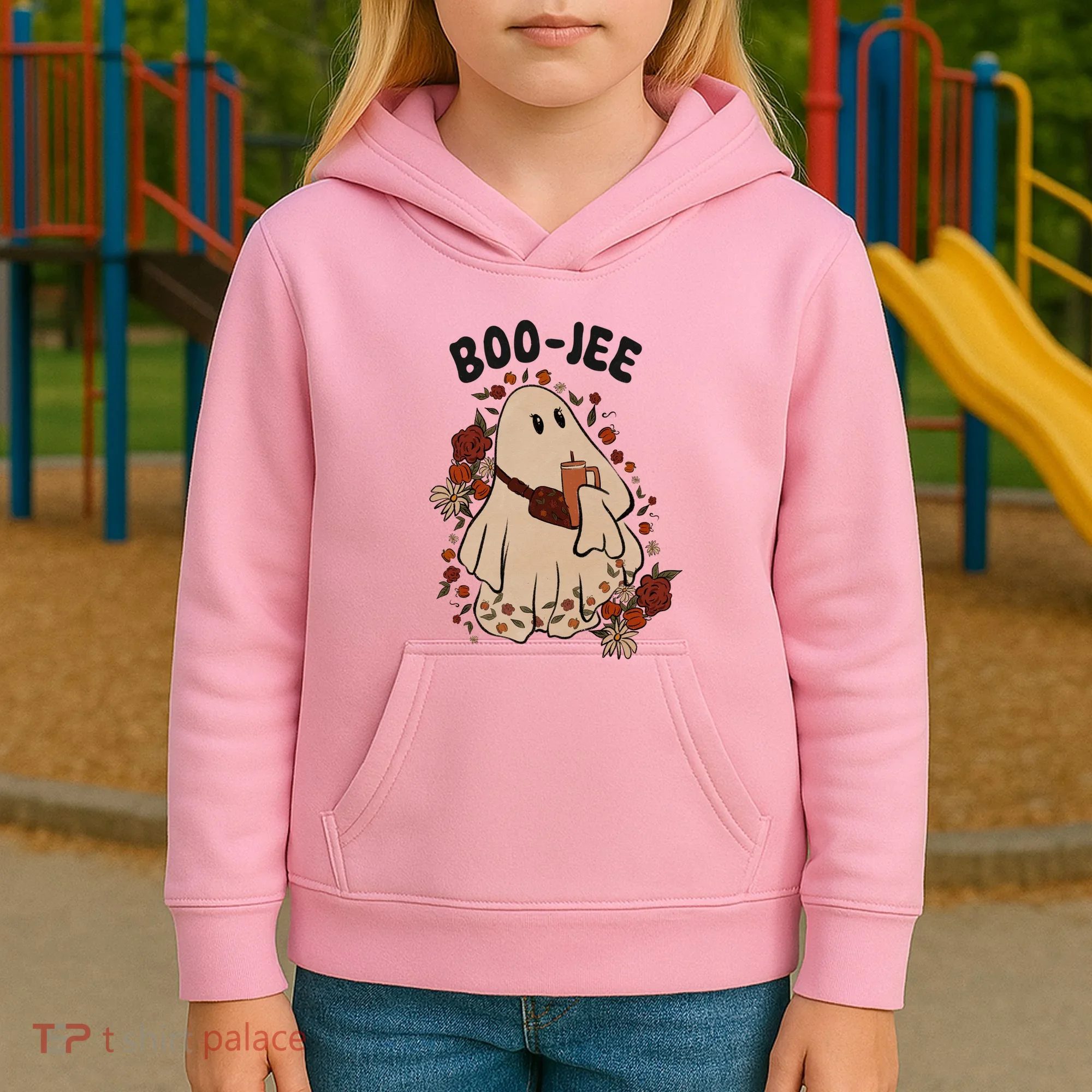 Boo Jee Fall Halloween Ghost Funny Kids Hoodie