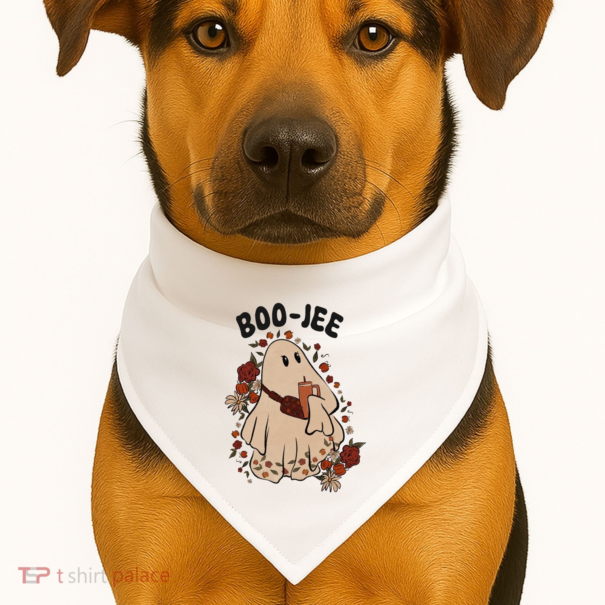 Boo Jee Fall Halloween Ghost Funny USA-Made Doggie Bandana