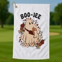 Boo Jee Fall Halloween Ghost Funny Golf Towel thumb 1