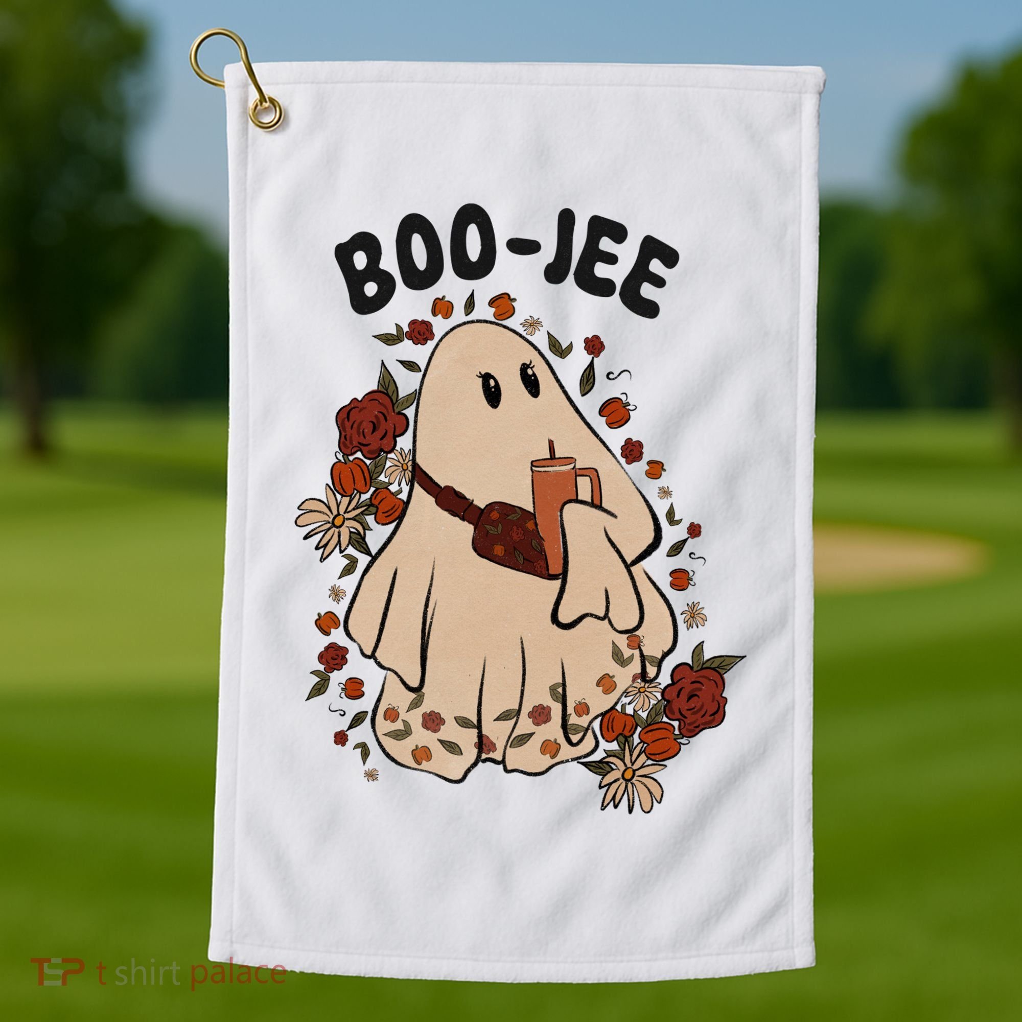 Boo Jee Fall Halloween Ghost Funny Golf Towel