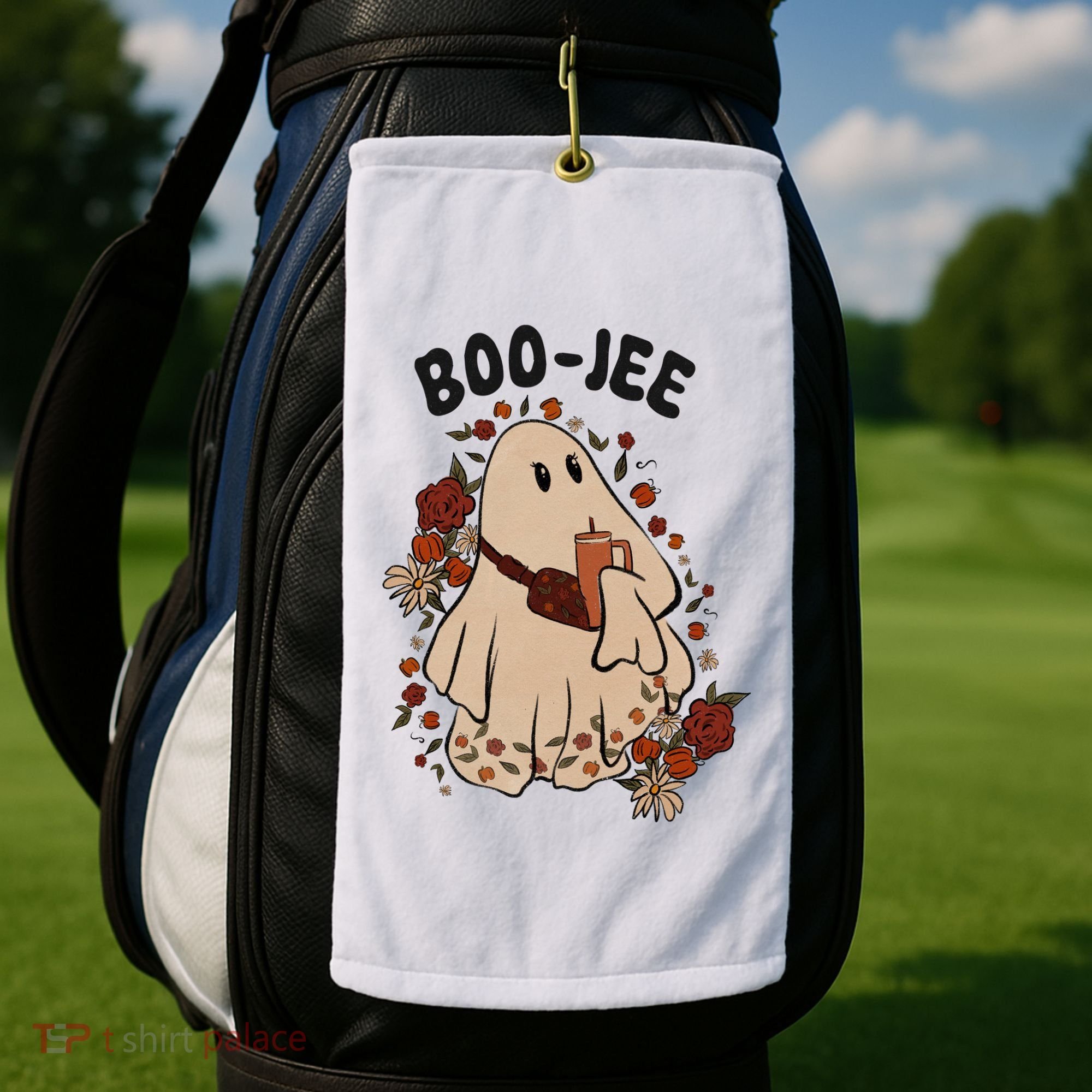 Boo Jee Fall Halloween Ghost Funny Golf Towel